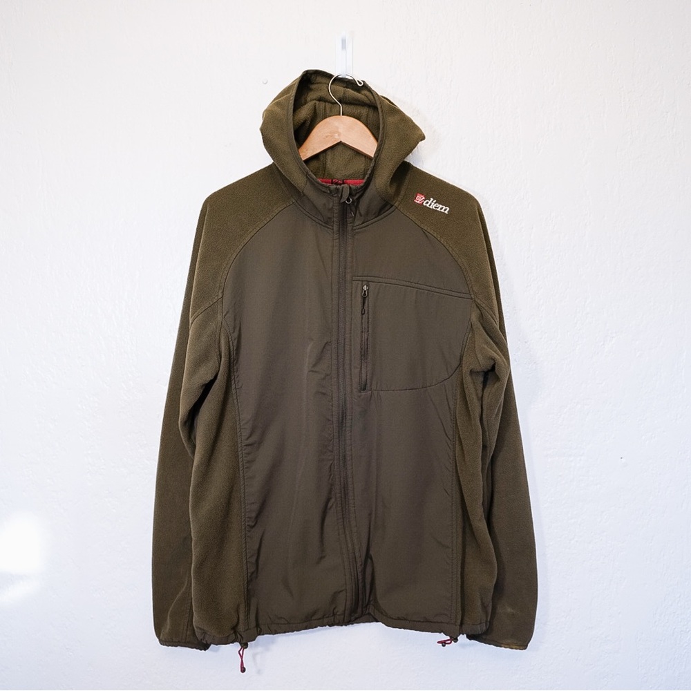 Diem Men’s XL Olive Soft Shell Hooded Jacket | Fishing + Hunting